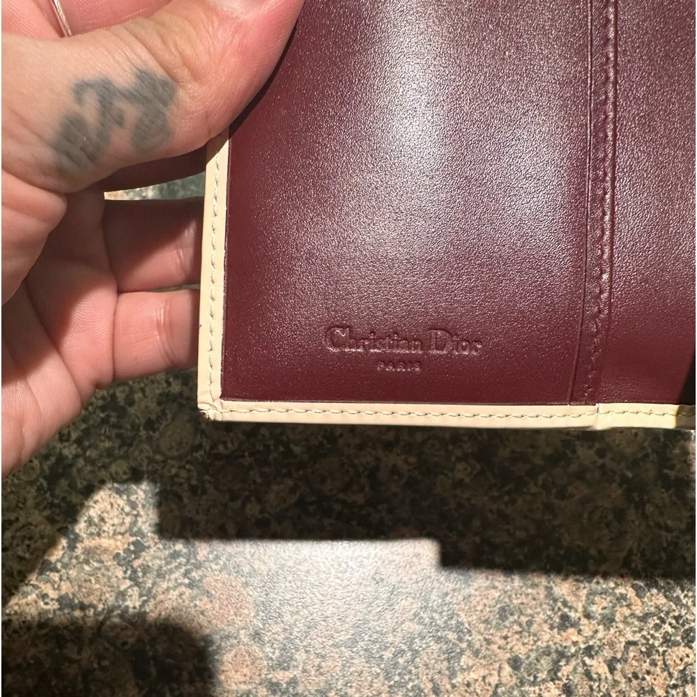 DIOR Trotter Canvas Leather Long Bifold Wallet Rogue Burgundy